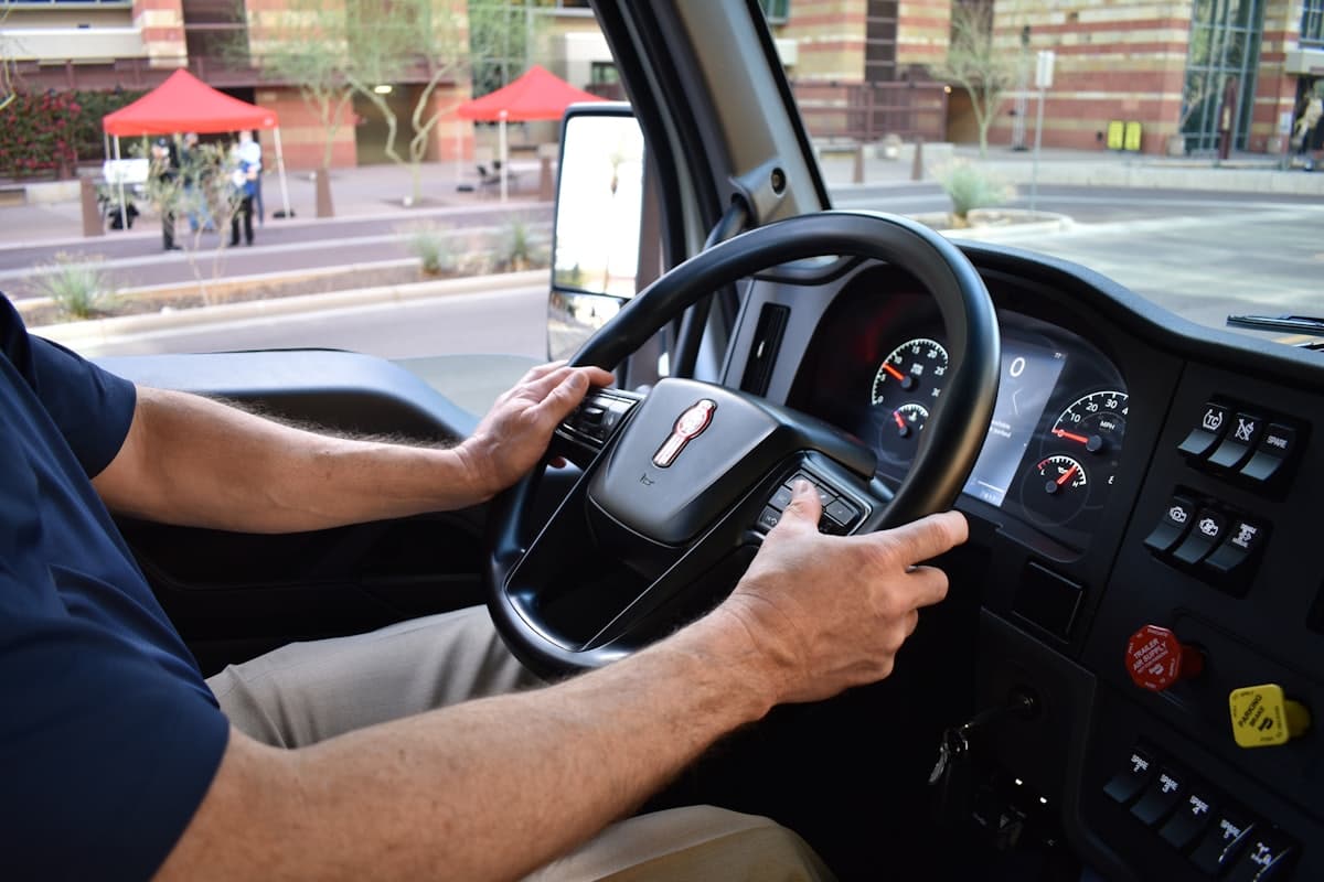 Truck driver at the wheel